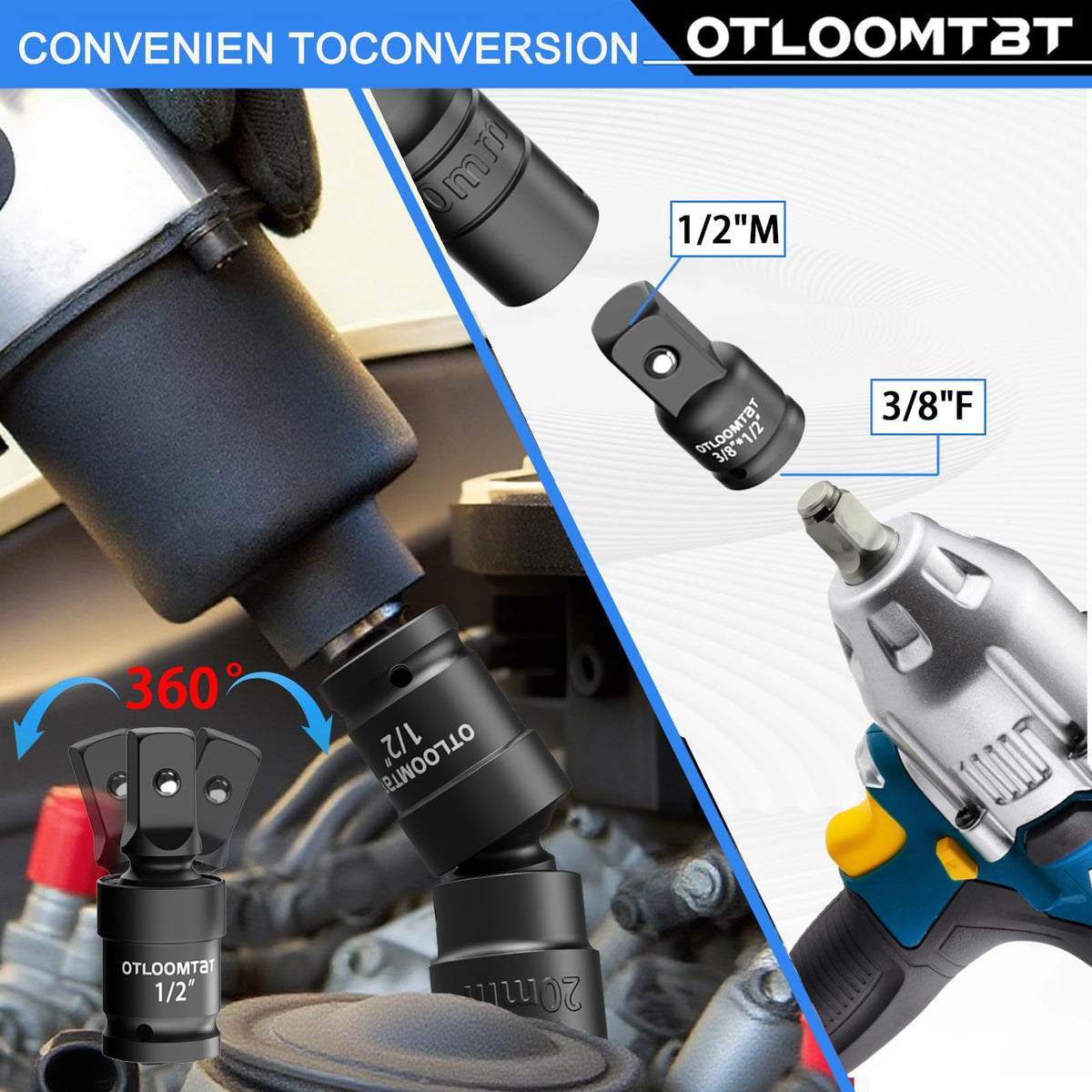 OTLOOMTBT extension bar included enables additional reach in tight spaces