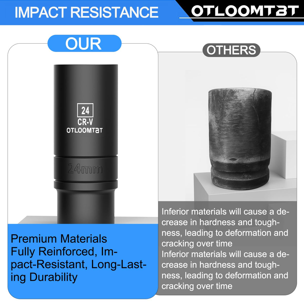 OTLOOMTBT laser-engraved labels speed size identification during fast-paced jobs.