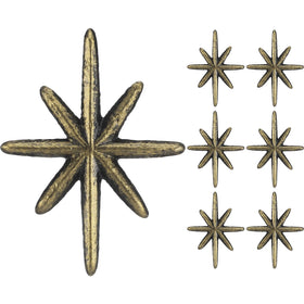 Otoolling antique gold star pull set with hand-painted finish enhances vintage furniture appeal