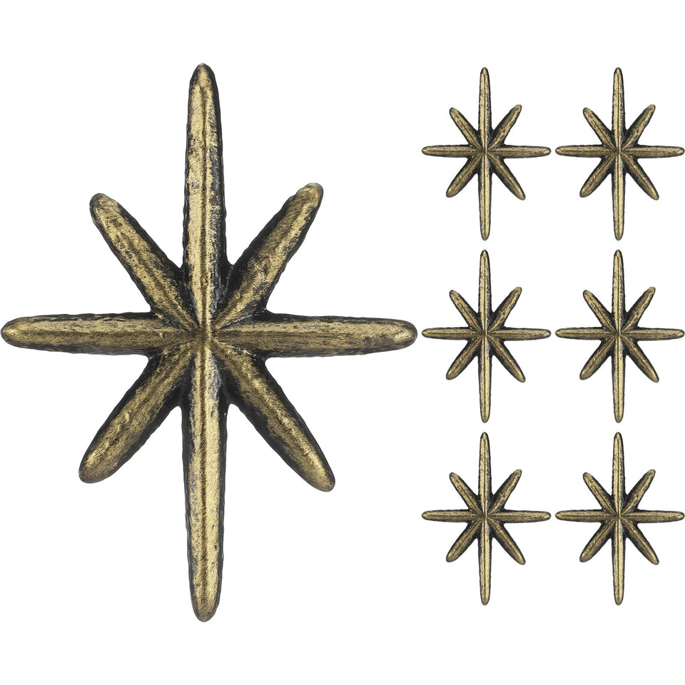 Otoolling antique gold star pull set with hand-painted finish enhances vintage furniture appeal