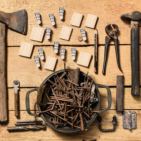 Otoolling wedge kit installed secures axe heads and extends tool life