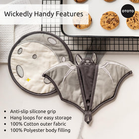 OTOTO Batlicious moon-trivet protects counters during hot dishes.