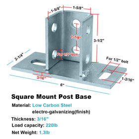 OTTFF ground-mount base highlights 6x2-25 footprint for stable outdoor installations.