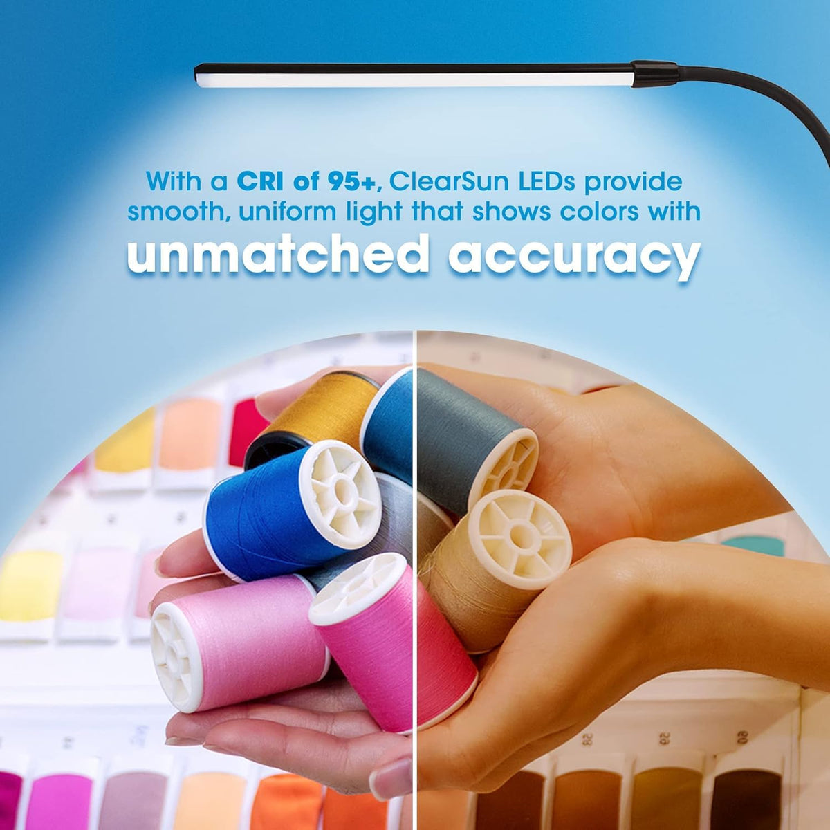 OttLite ClearSun LED technology mimics daylight for vibrant colors and reduced strain.