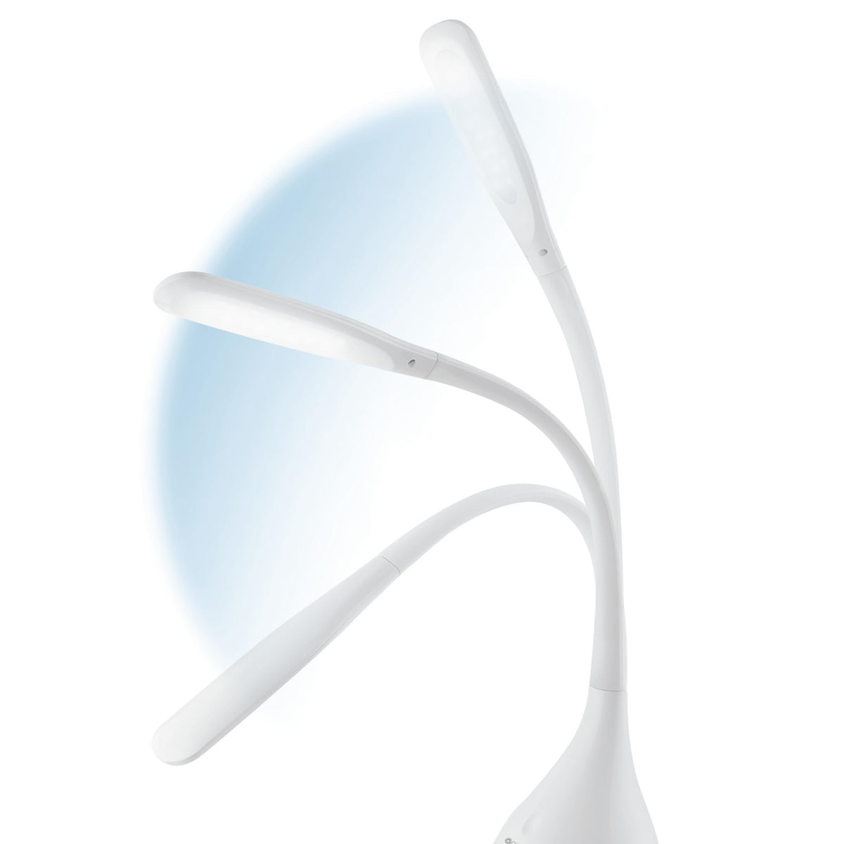 OttLite Creative Curves compact design saves space on crowded desks.