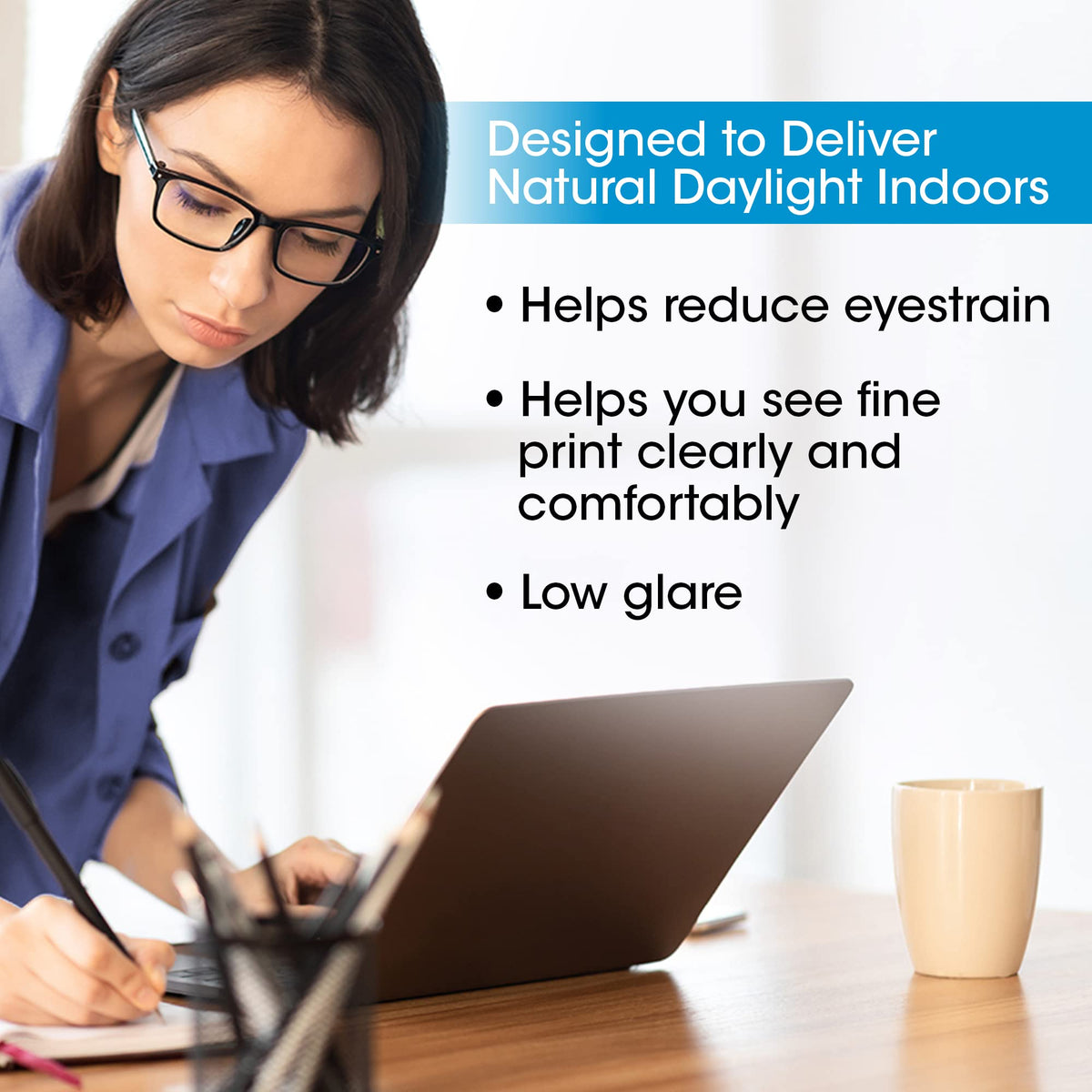 OttLite Creative Curves uses natural daylight LEDs to reduce glare during crafting.