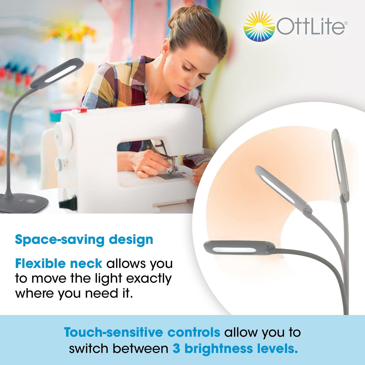 OttLite natural daylight LEDs for true color and reduced glare