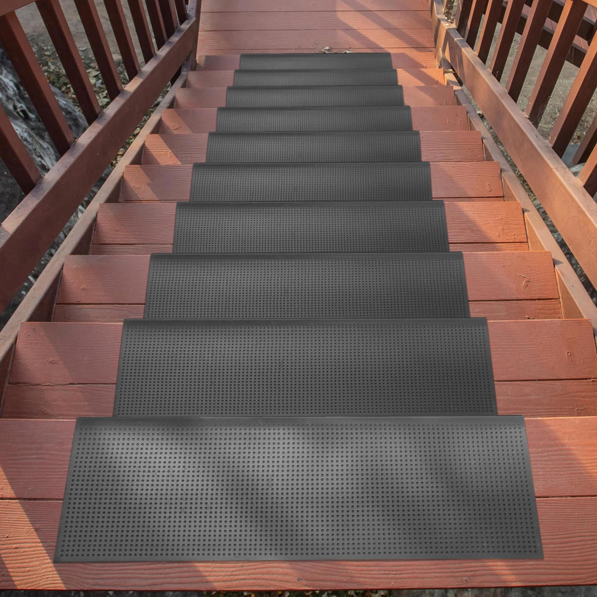 Pack of five Ottomanson Bullnose Outdoor Treads ready for installation