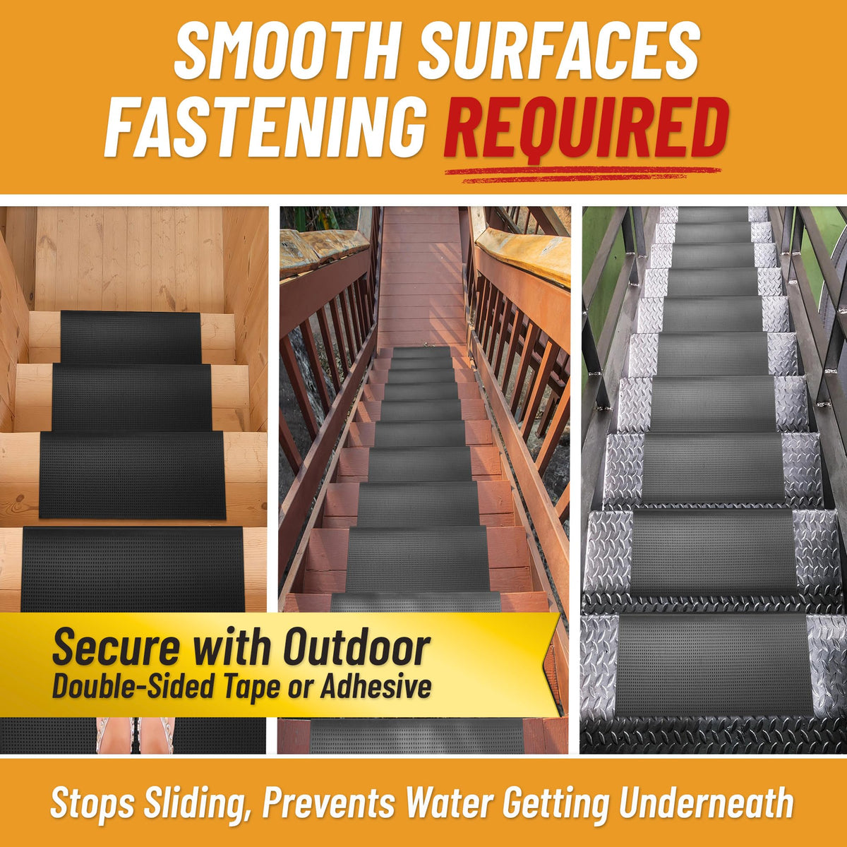 Outdoor stairs with Ottomanson treads enduring weather and daily wear