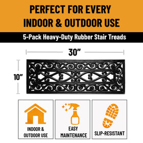 Ottomanson heavy-duty rubber treads grip rough concrete and brick for safer outdoor stairs.
