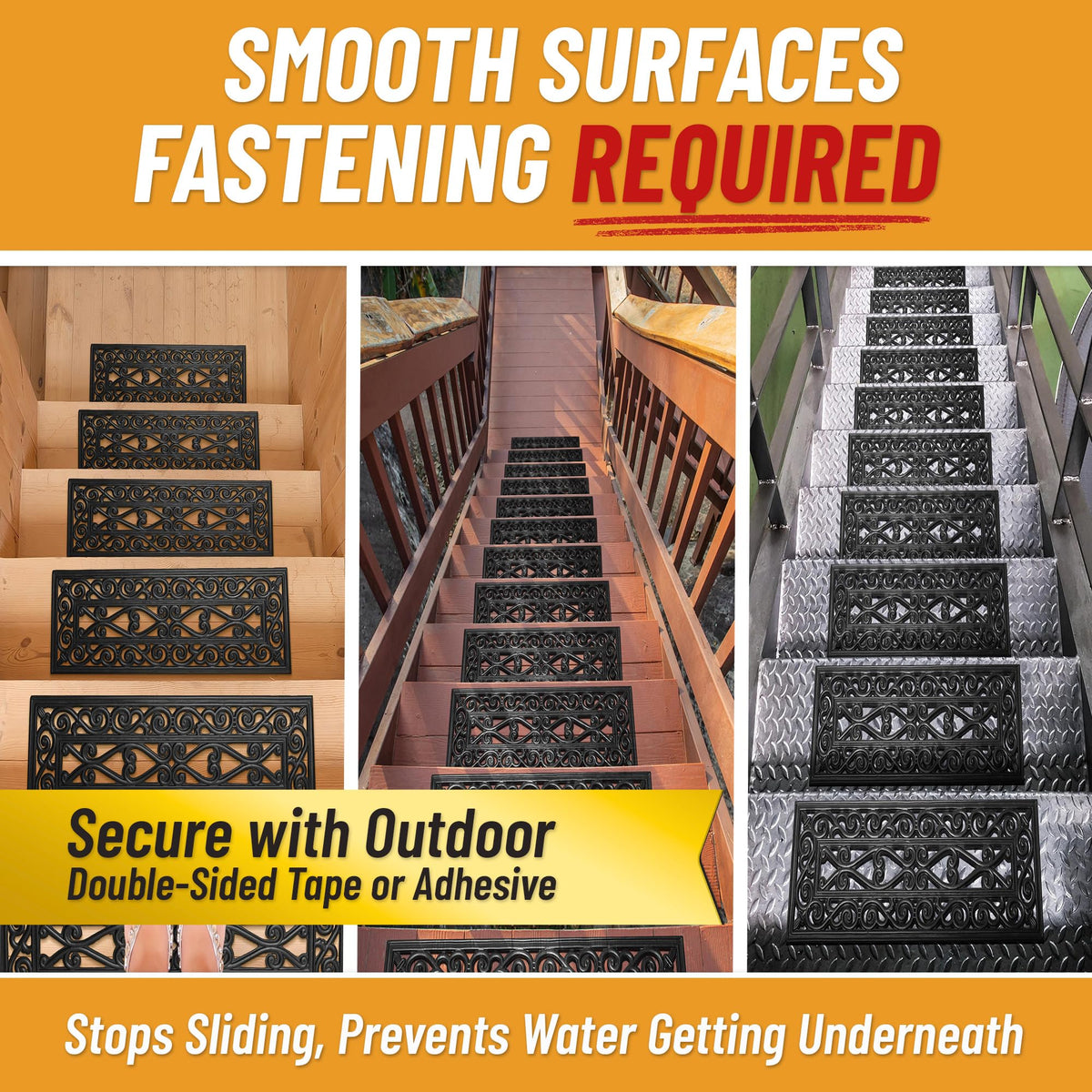 Ottomanson rubber treads resist wear in rain, snow, and mud.