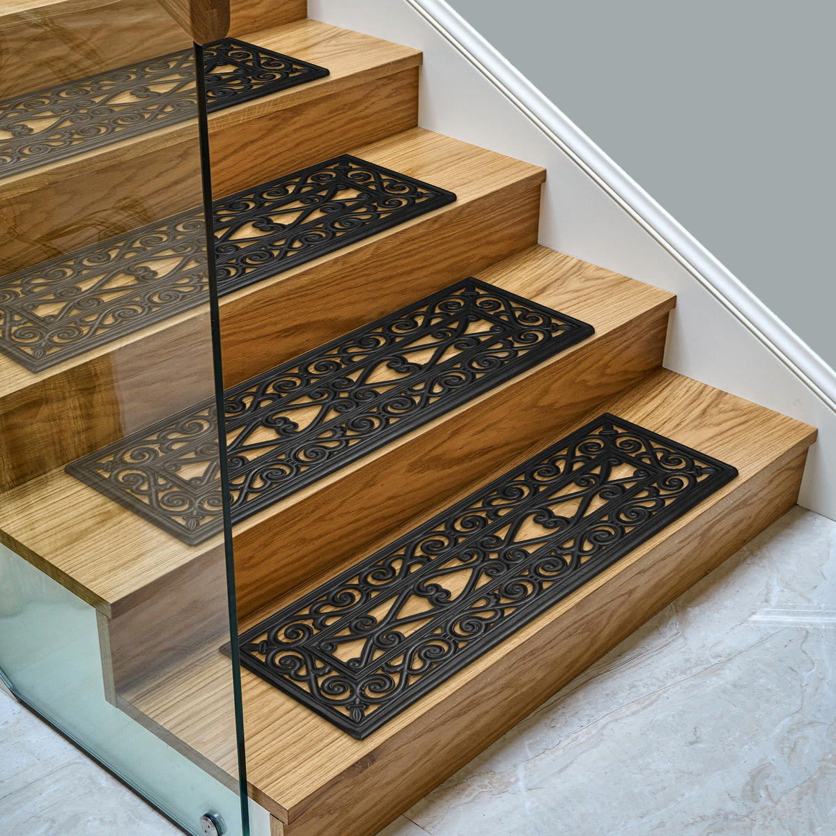 Ottomanson 5-pack stair treads offer versatile outdoor protection.