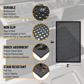 Ottomanson waterproof rubber mat ready for hose cleaning and quick cleanup.
