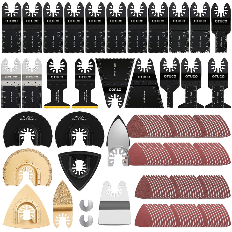 OTUCO 150-pcs oscillating blades set for versatile wood and metal cutting