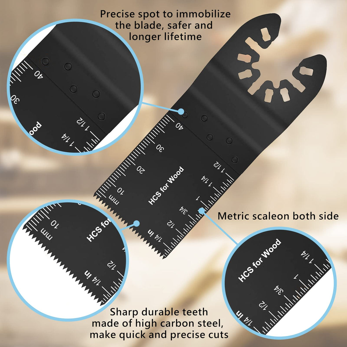 OTUCO precision scale on blades for depth and length control