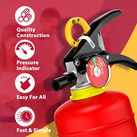 Ougist ABC extinguisher 5 lb powder ready for quick action in vehicles or kitchens.