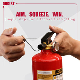 Ougist ABC extinguisher with heavy-duty metal body for durability.