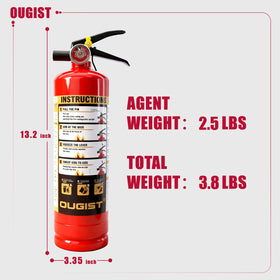 Ougist ABC extinguisher in a kitchen, compact design for easy reach.