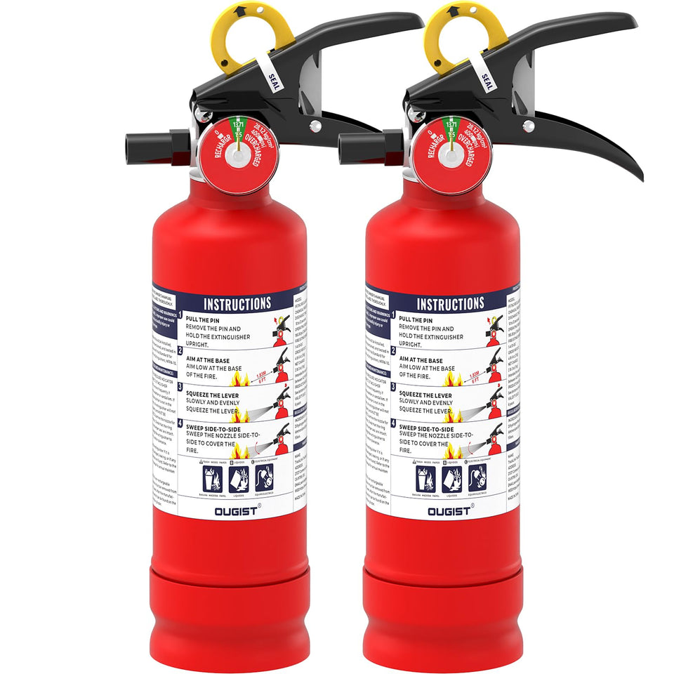 Ougist ABC fire extinguisher with quick-release handle for easy home use.