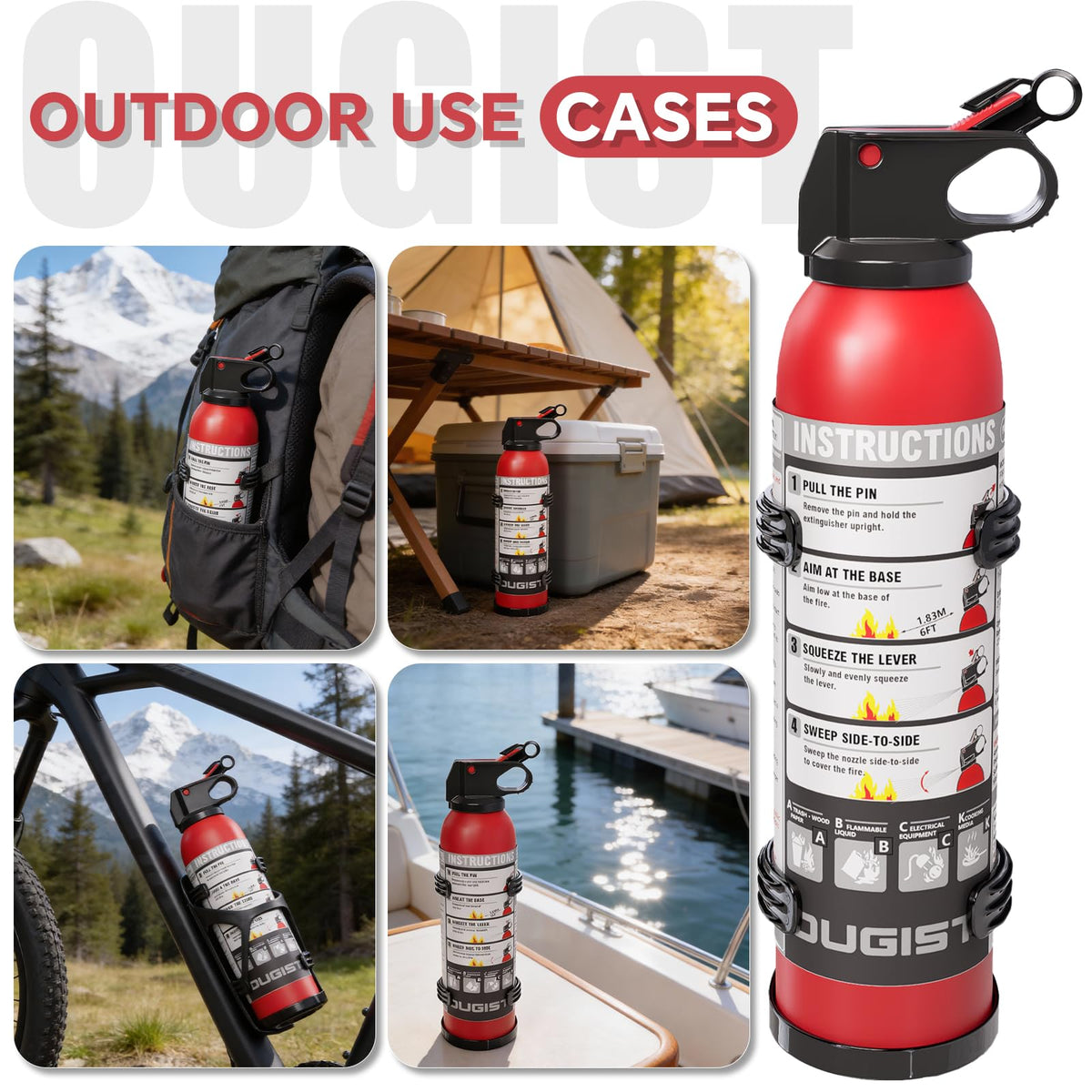 Ougist dry chemical formula forms a protective layer against flames.
