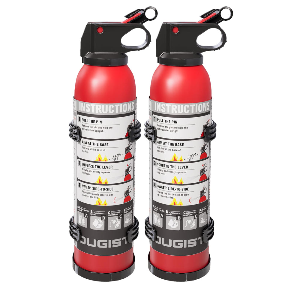 Ougist compact 2-pack extinguisher for easy home storage.