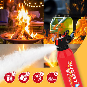 Ougist extinguisher sprays up to thirteen feet for quick response in emergencies.