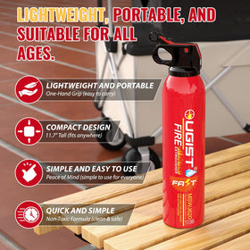 Ougist versatile protection for kitchen, vehicle, and garage fires.
