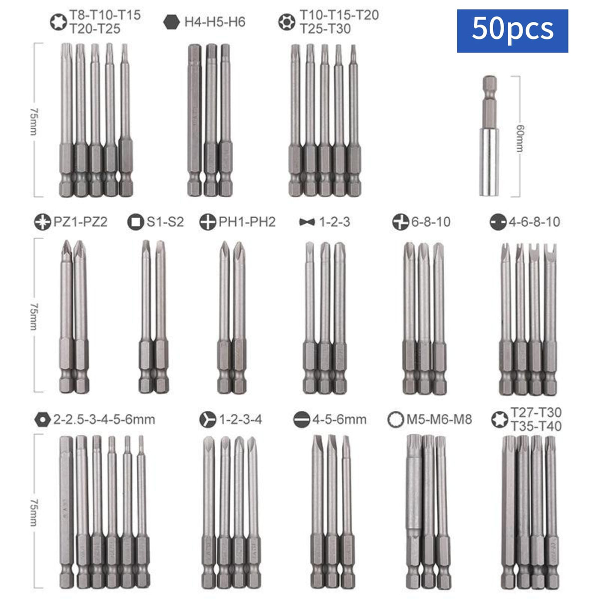 OUKENS chrome-vanadium steel bits collection offers durability
