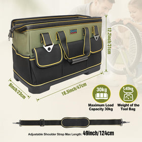 Ounic tool bag interior pockets showing organized storage for wrenches and screwdrivers.