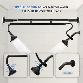 OURBAOFU tandem shower heads high-pressure spray for a powerful two-person shower.