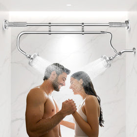Ourbaofu tandem shower heads pair for two, delivering a spacious, high-pressure wash.