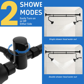 OURBAOFU tandem shower heads 304-stainless-steel body resists rust for durability.