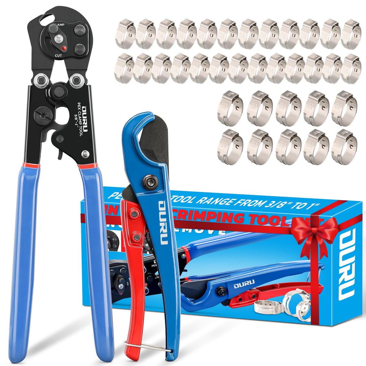 OURU 2-in-1 PEX crimping tool cinch and removal in use for secure connections