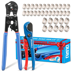 OURU 2-in-1 PEX crimping tool cinch and removal in use for secure connections