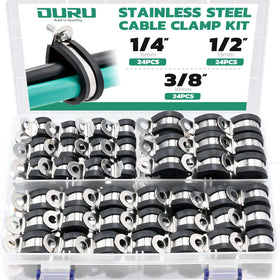 OURU 72pcs cable clamp kit in storage box for organized wiring projects.