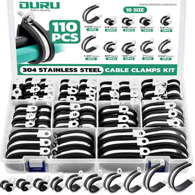 OURU cable clamps assortment box with 10 sizes for versatile mounting.