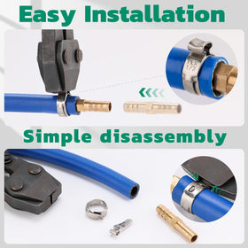 OURU PEX clamps on pipe assembly demonstrate quick, tool-free installation for leak-free joints.
