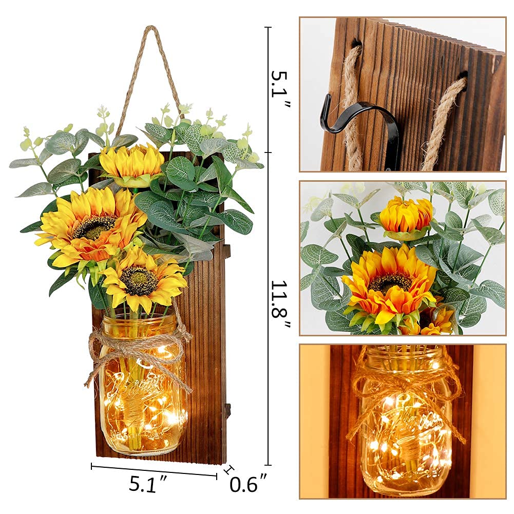 OurWarm giant sunflower mason jar accents brighten spaces with cheerful focal points.