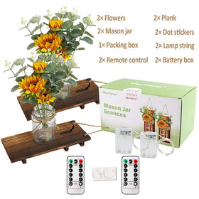OurWarm mason jar wall decor with LED lights adds warm ambiance to kitchens.