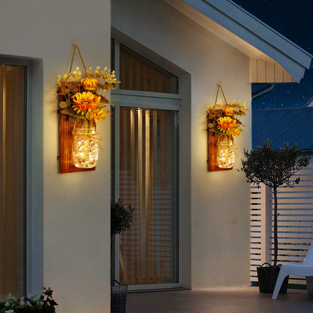 OurWarm natural wood board sunflower decor creates rustic wall accents for entryways.