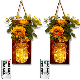 OurWarm sunflower wall sconces set enhances cozy farmhouse charm in living spaces.