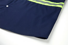 Ousafeve Class 3 Navy Hi-Vis back view with reflective tape