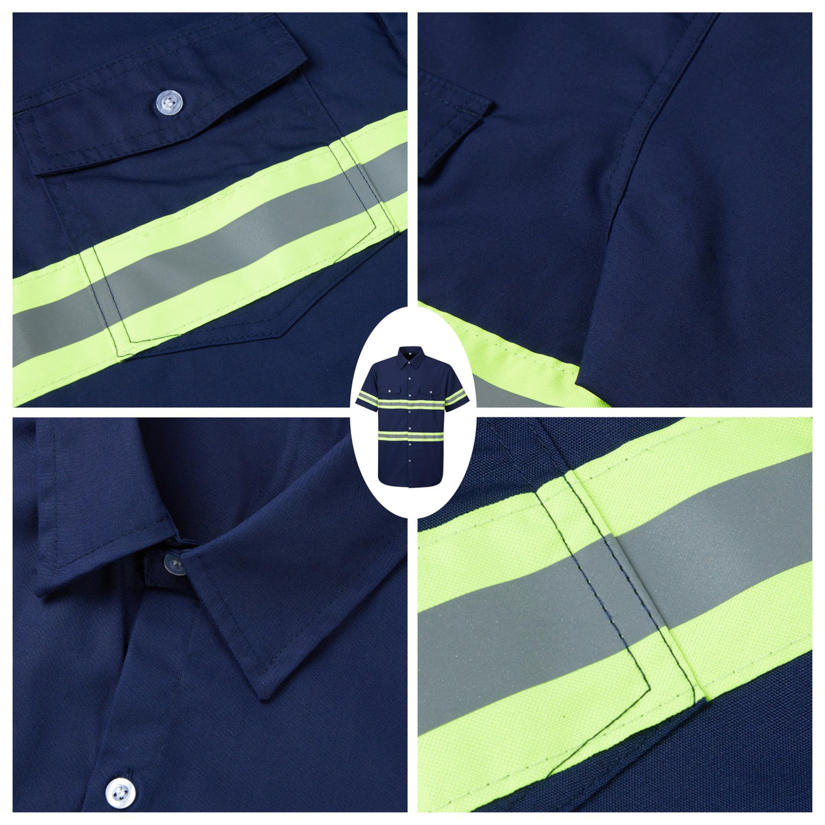 Ousafeve Class 3 Navy Hi-Vis button closure close-up