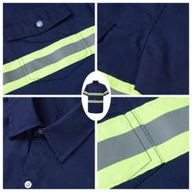 Ousafeve Class 3 Navy Hi-Vis button closure close-up