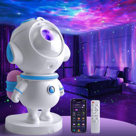 OUSAHZU Astronaut Galaxy Projector displaying ceiling stars and nebula for calming ambiance.
