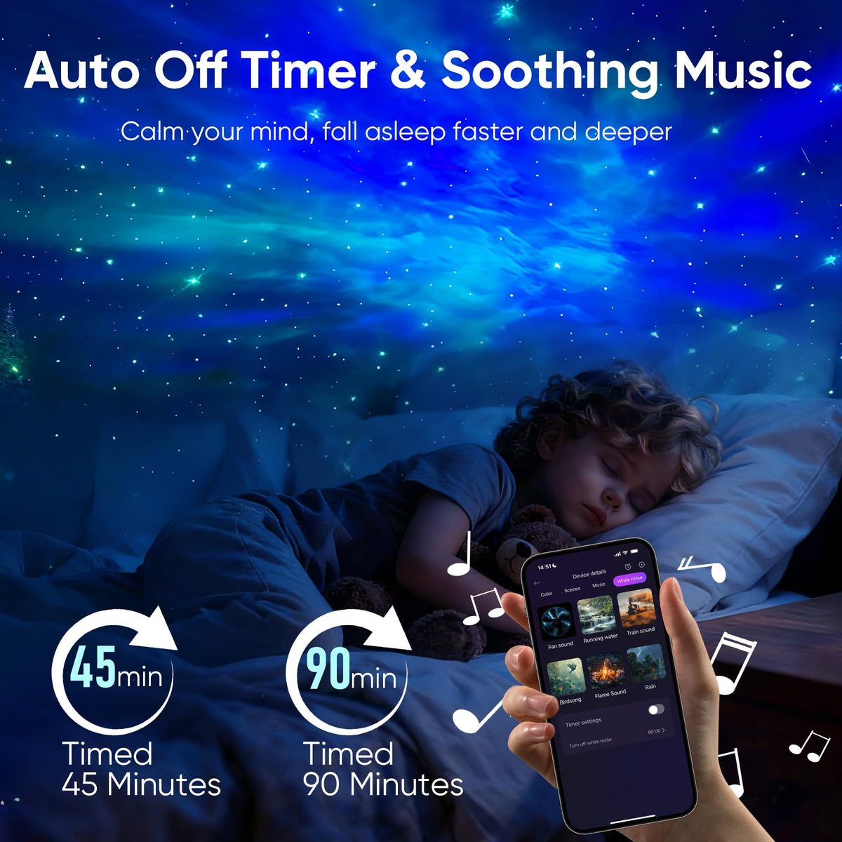 OUSAHZU Astronaut headAdjustable feature enables flexible ceiling projection.