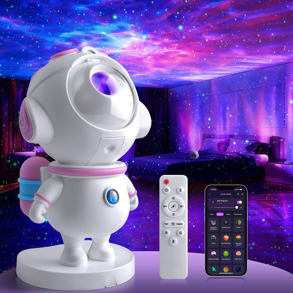 OUSAHZU star projector pink ceiling projection for dreamy bedroom ambiance