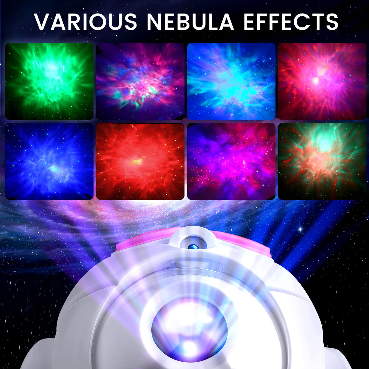 Nebula and stars projected for immersive party lighting