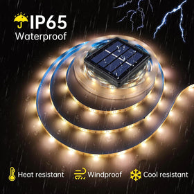 Ousam Led cuttable solar strip light folded to fit irregular edges.