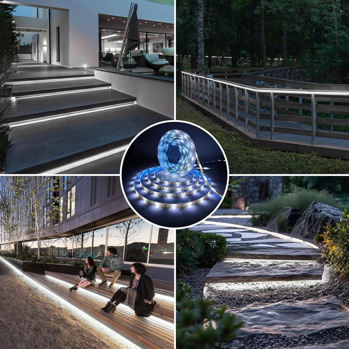 Ousam Led 19.7 ft length covers patios, decks, and walkways.